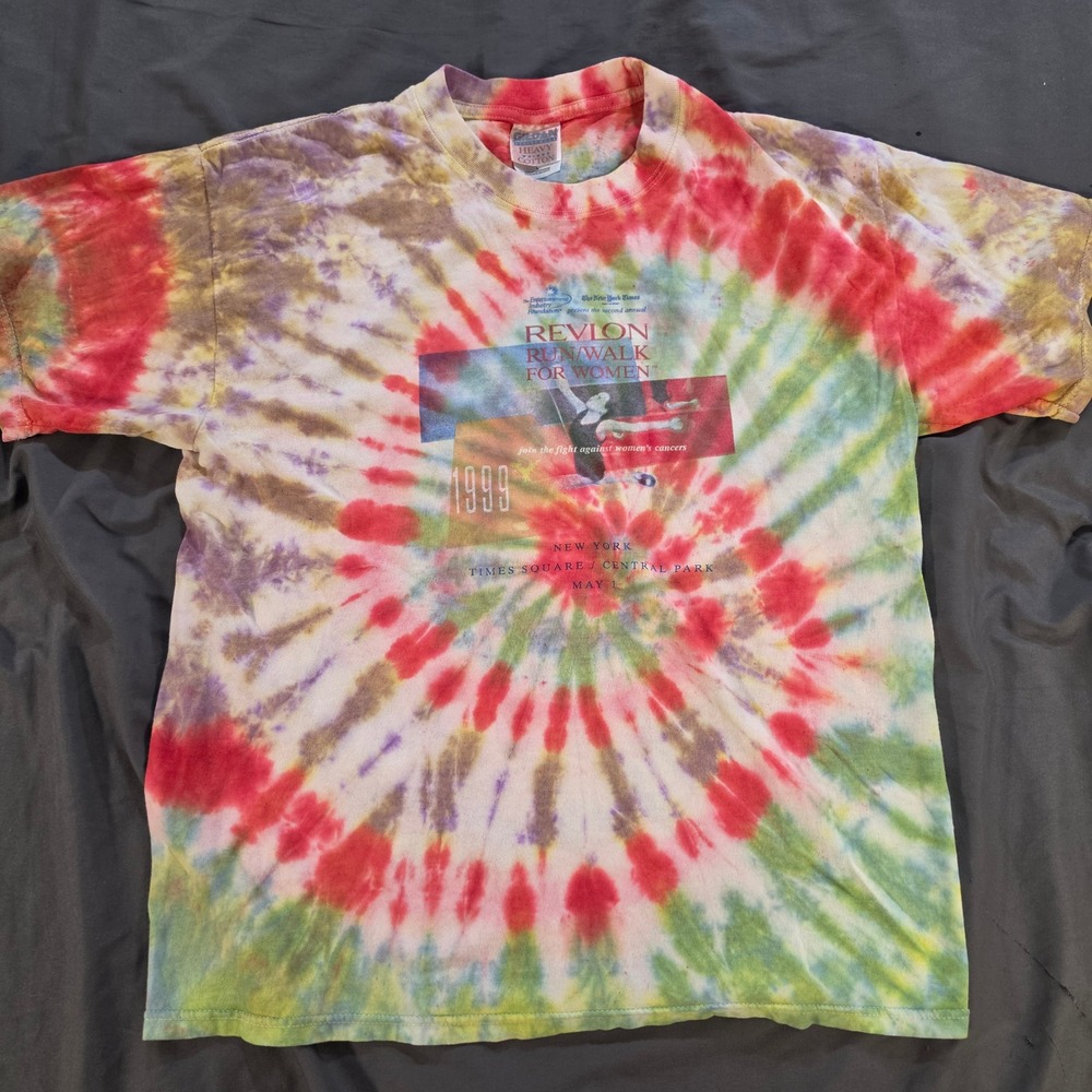 Vintage‎ 1999 Revlon Run Walk for Women Tie Dye T-Shirt Mens Large NYC Charity